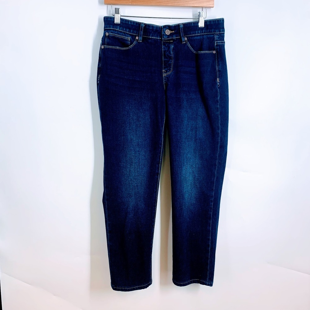 Soft Surroundings Womens Dark Wash Straight Leg Denim Jeans Indigo‎ High Rise